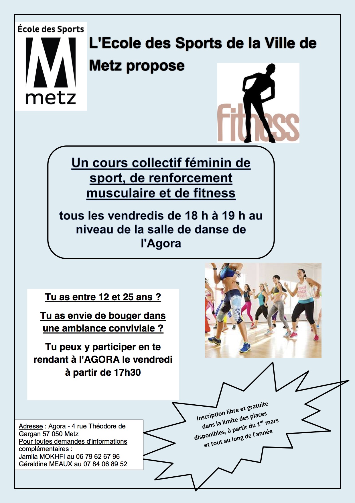 L’école des sports propose une séance de fitness pour les jeunes femmes